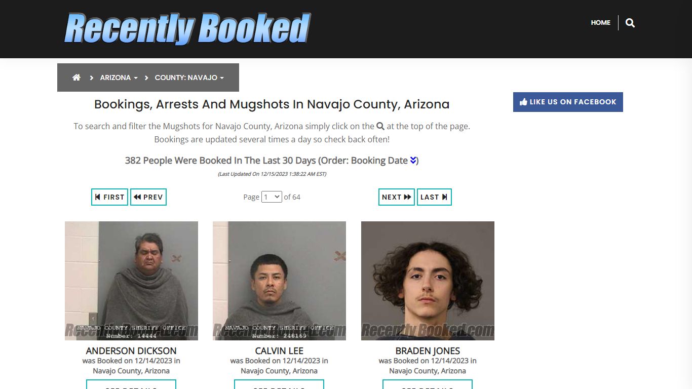 Recent bookings, Arrests, Mugshots in Navajo County, Arizona