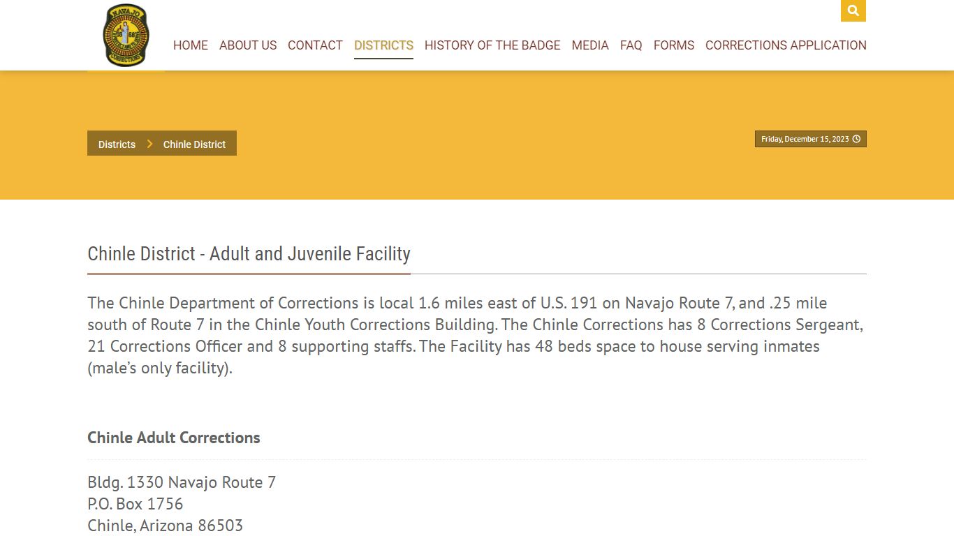 Navajo Department of Corrections > Districts > Chinle District